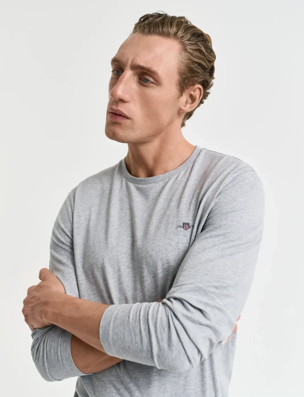 GANT - REG SHIELD LS T-SHIRT - long-sleeved t-shirts - grey melange - 4