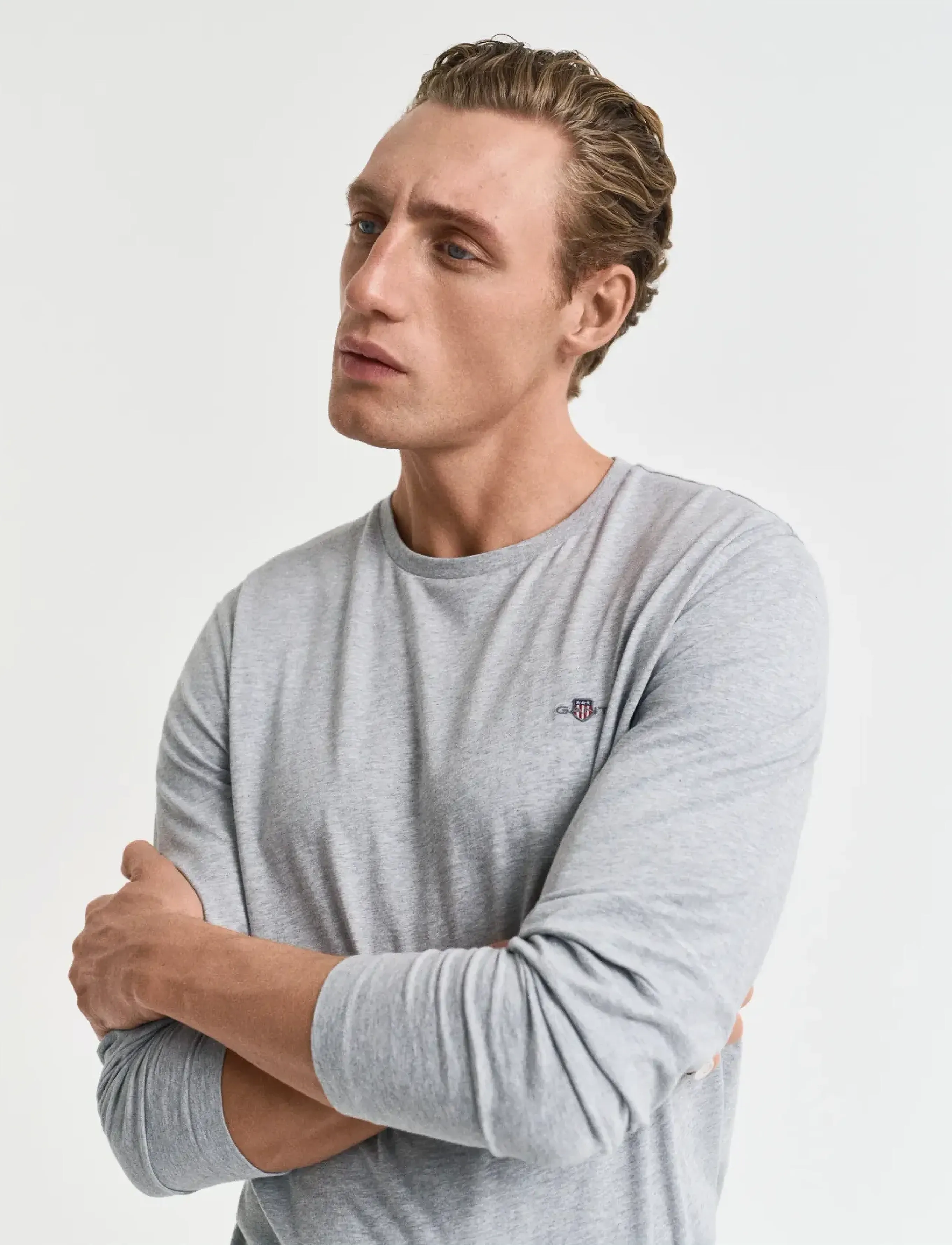 Gant - REG SHIELD LS T-SHIRT - pikkade varrukatega t-särgid - grey melange - 4