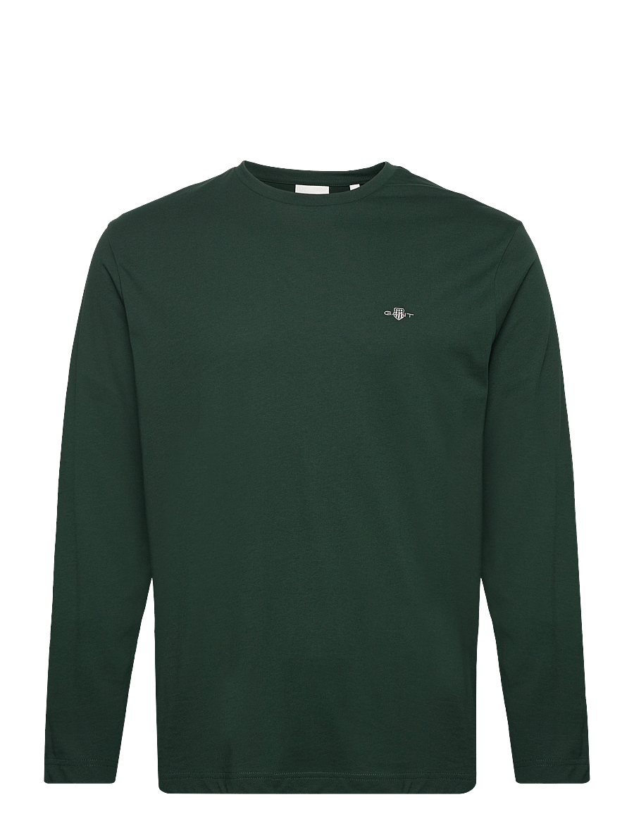 Gant - Shield Long Sleeve T-Shirt - långärmade t-shirts - tartan green - 0