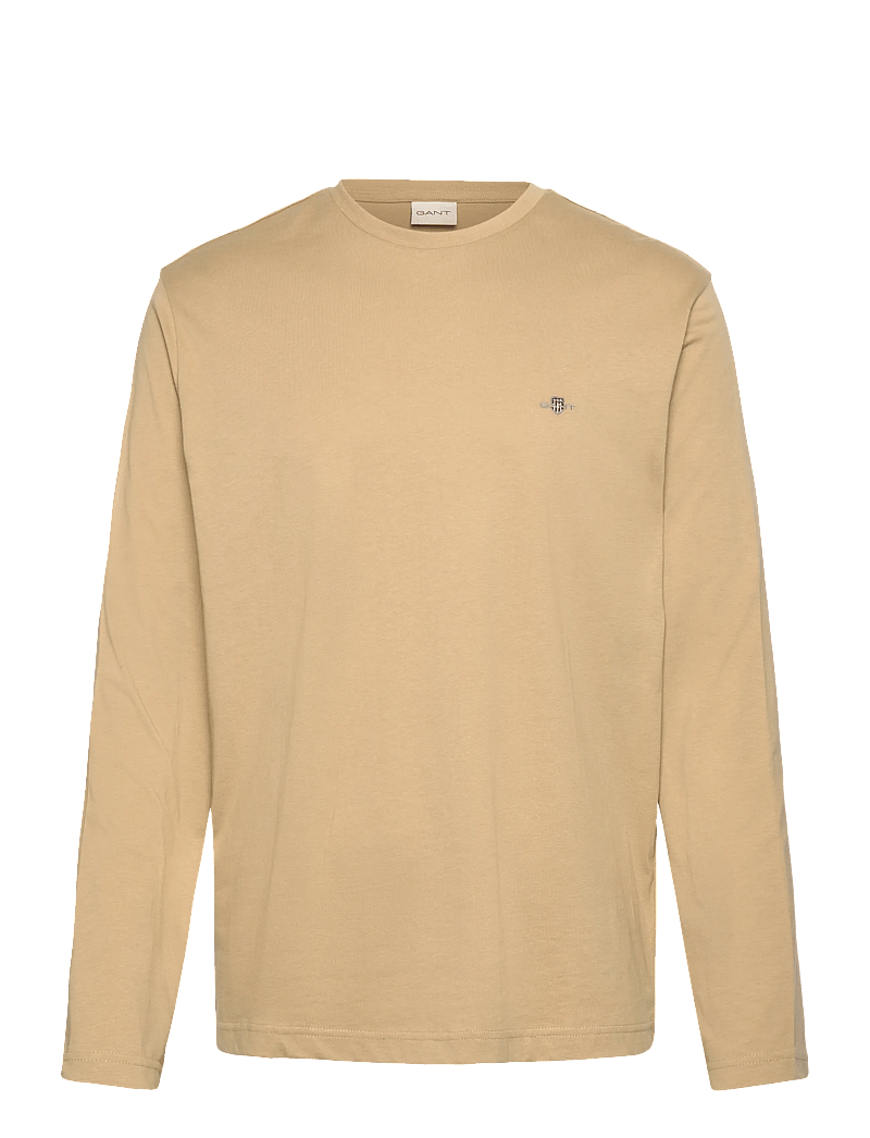 GANT - REG SHIELD LS T-SHIRT - långärmade t-shirts - woody beige - 0