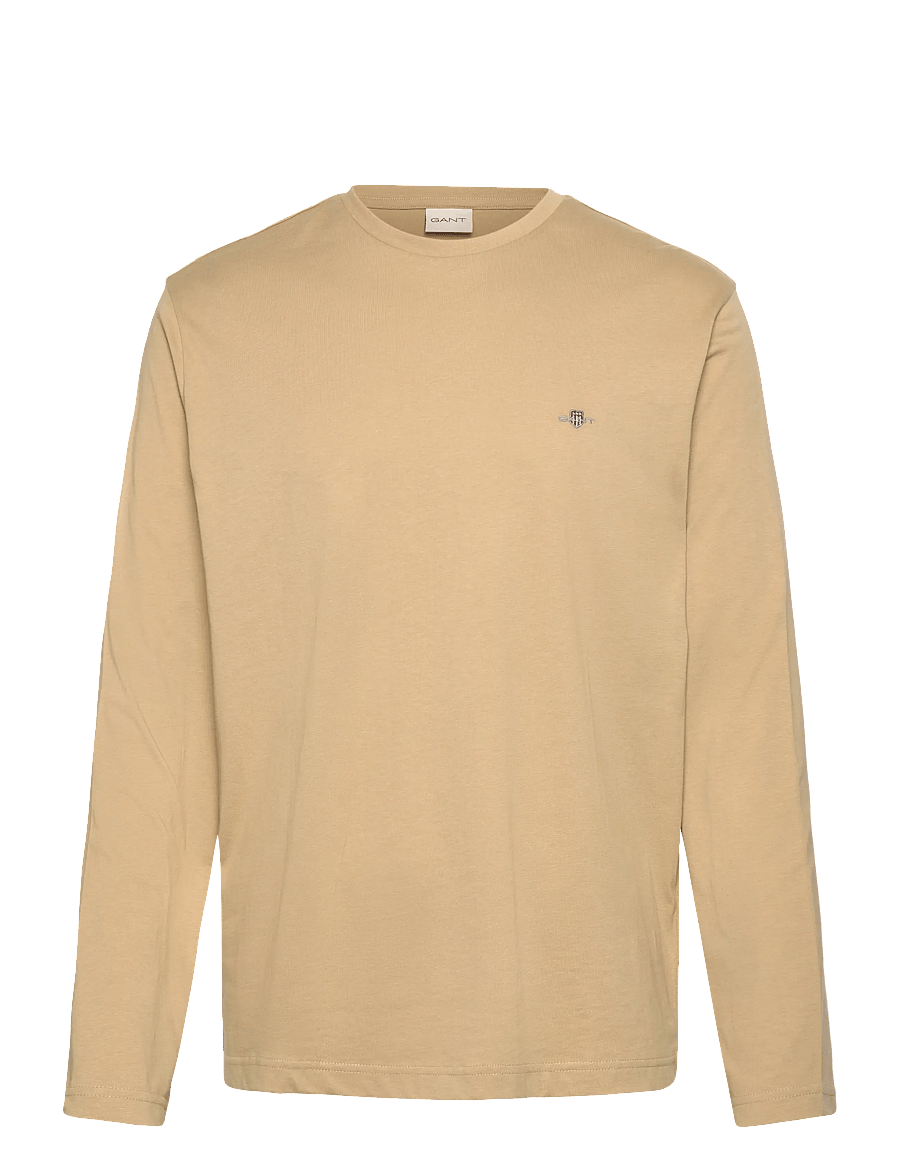 Gant - Shield Long Sleeve T-Shirt - long-sleeved t-shirts - woody beige - 0