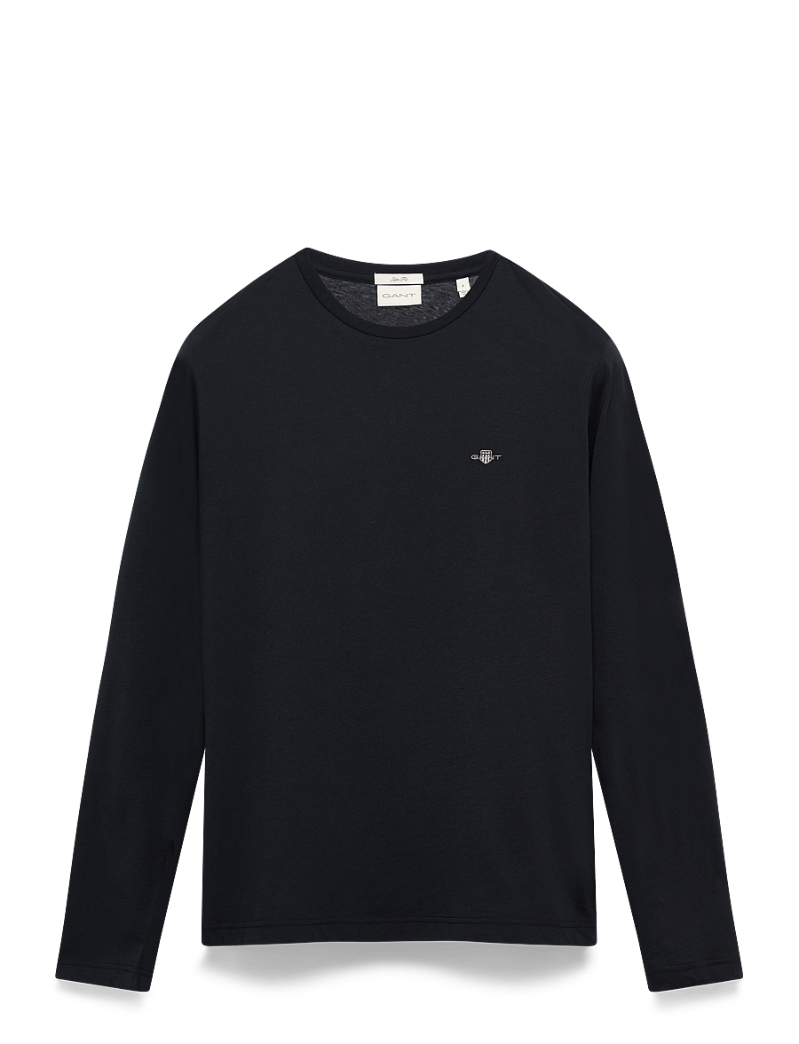 Gant - SLIM SHIELD LS T-SHIRT - langærmede t-shirts - black - 1