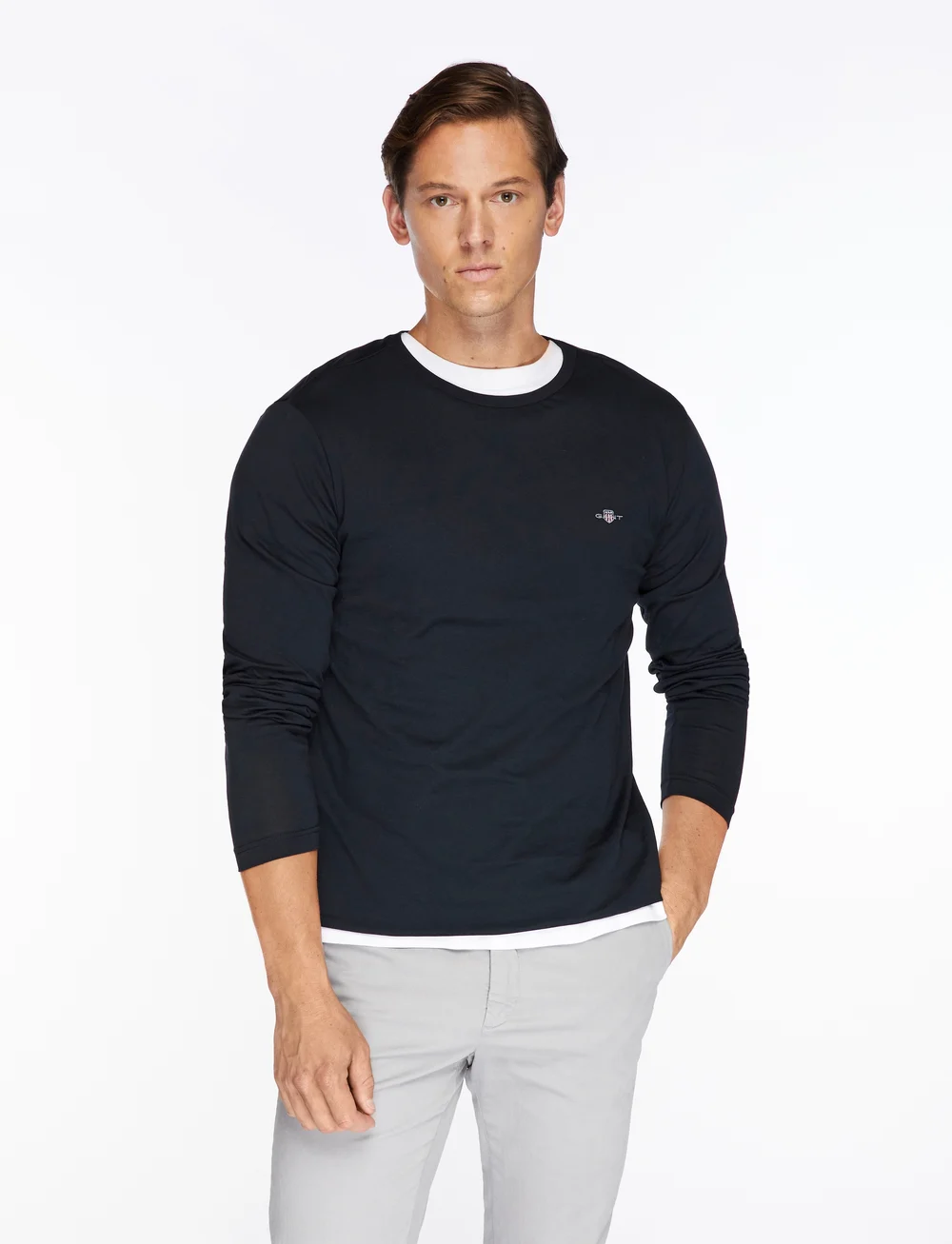GANT - SLIM SHIELD LS T-SHIRT - pikkade varrukatega t-särgid - black - 0