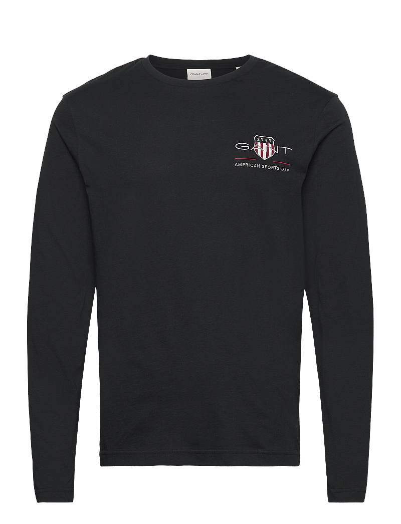 GANT - REG MEDIUM ARCHIVE SHIELD LS T - långärmade t-shirts - black - 0