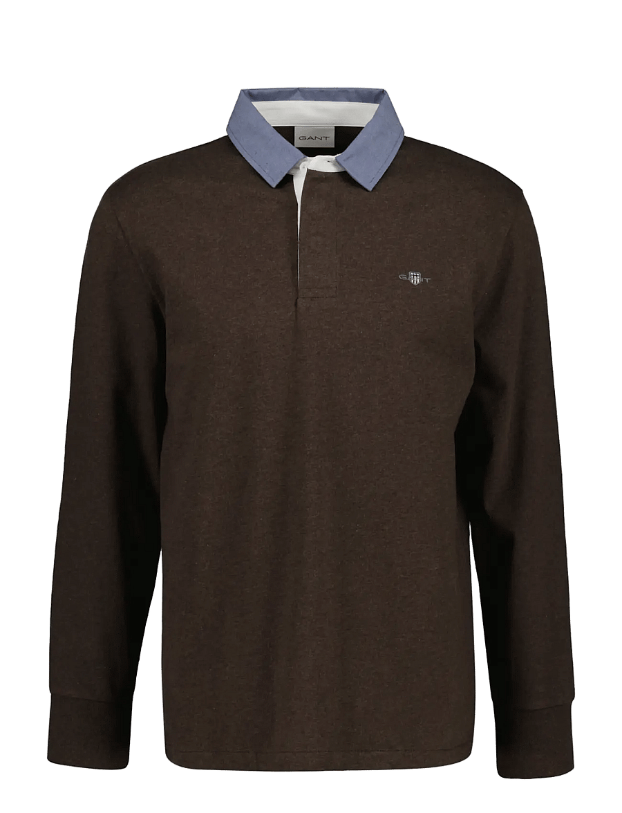 Gant - Classic Heavy Rugger - langærmede poloer - black brown melange - 0