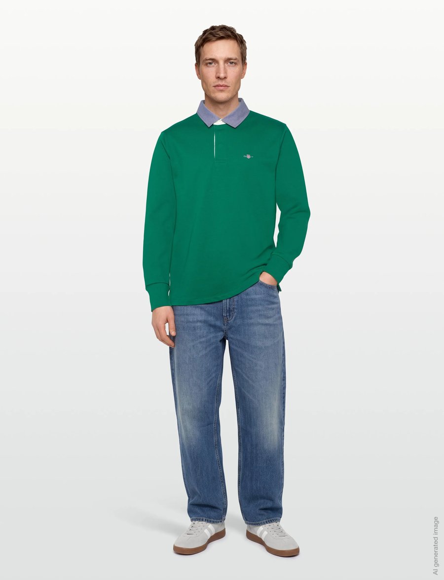 Gant - Classic Heavy Rugger - langærmede poloer - deep green - 0