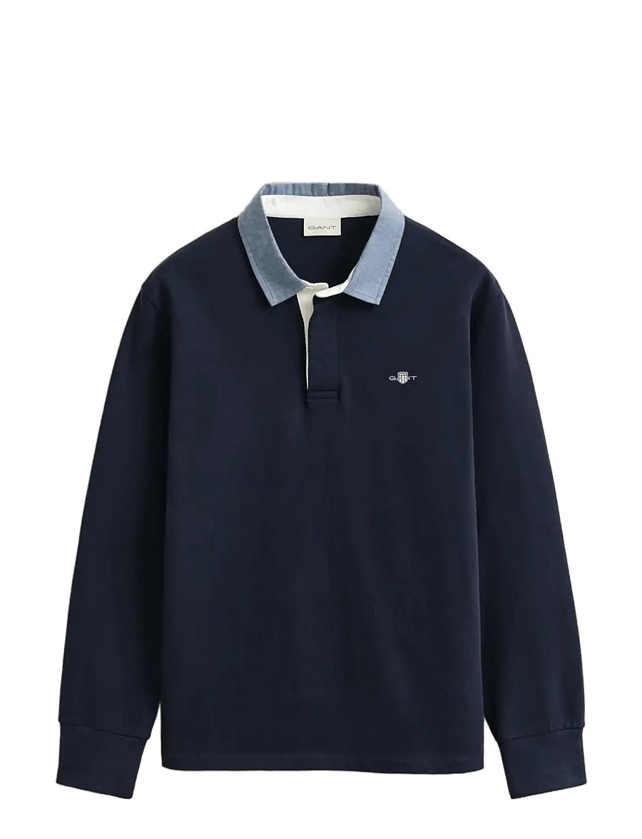 Gant - Classic Heavy Rugger - langerma pólóbolir - evening blue - 1