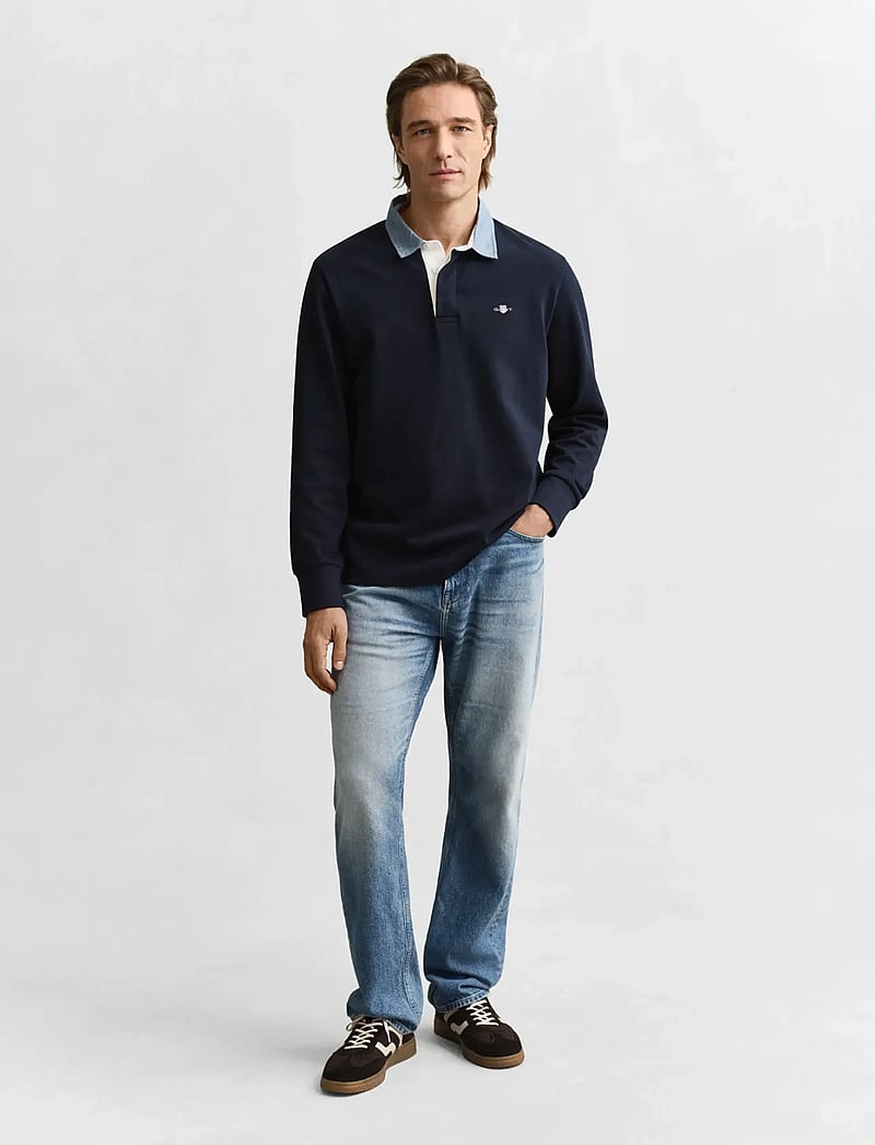 GANT - REG CHAMBRAY HEAVY RUGGER - pikkade varrukatega polod - evening blue - 5