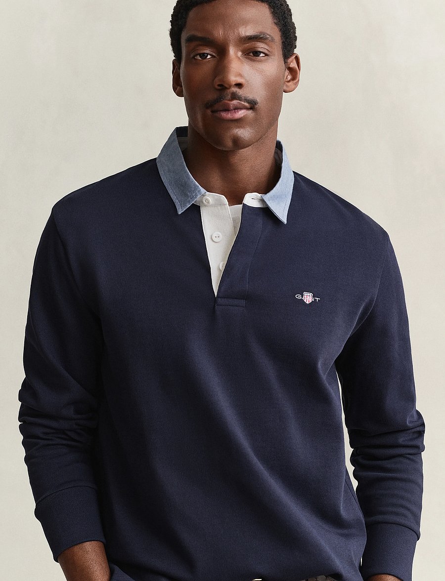 Gant - Classic Heavy Rugger - långärmade pikéer - evening blue - 5