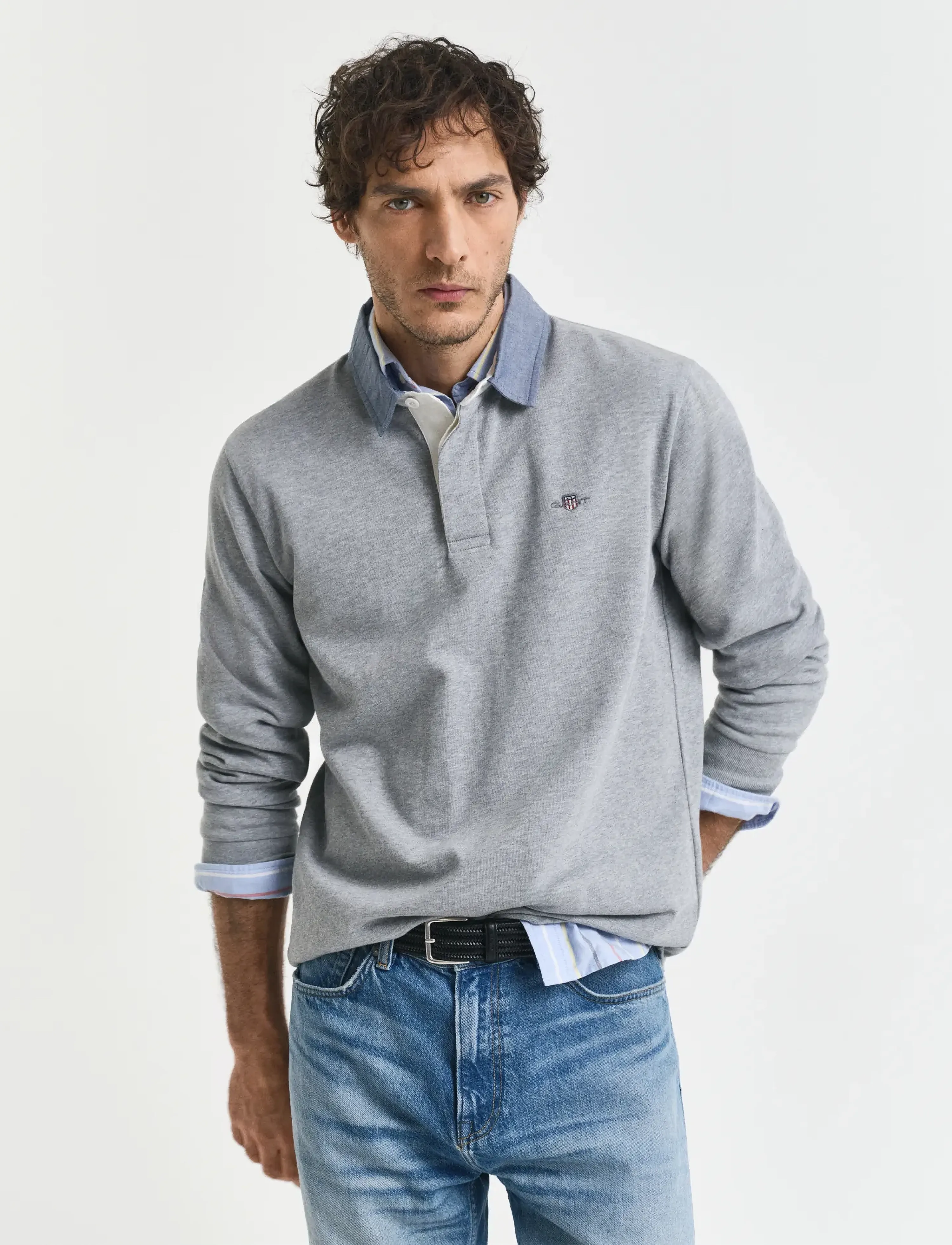 Gant Classic Heavy Rugger - Kleidung - GREY MELANGE / grey