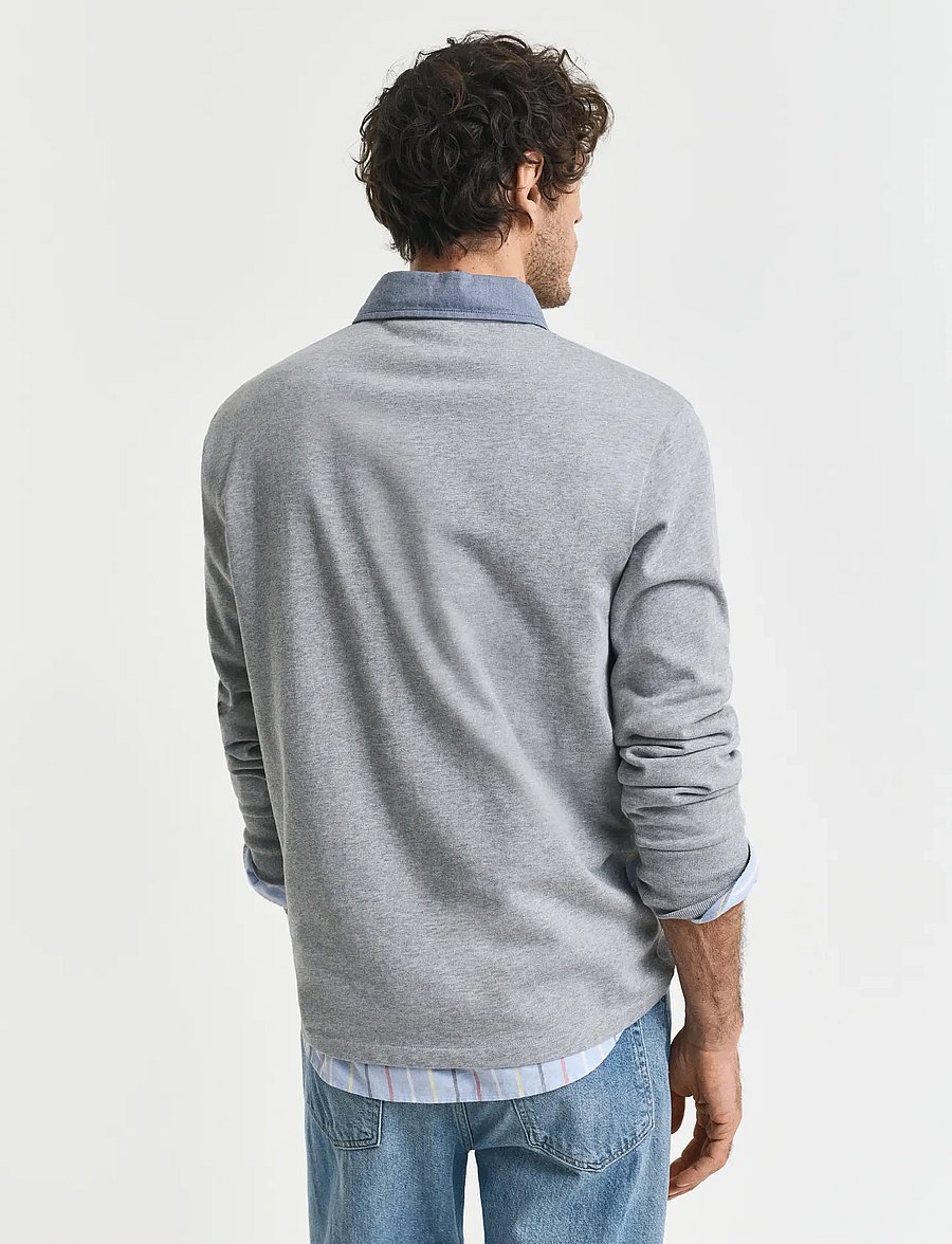 Gant - Classic Heavy Rugger - long-sleeved polos - grey melange - 3