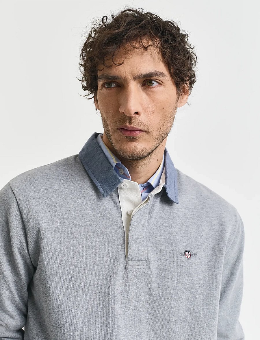 Gant - Classic Heavy Rugger - long-sleeved polos - grey melange - 4