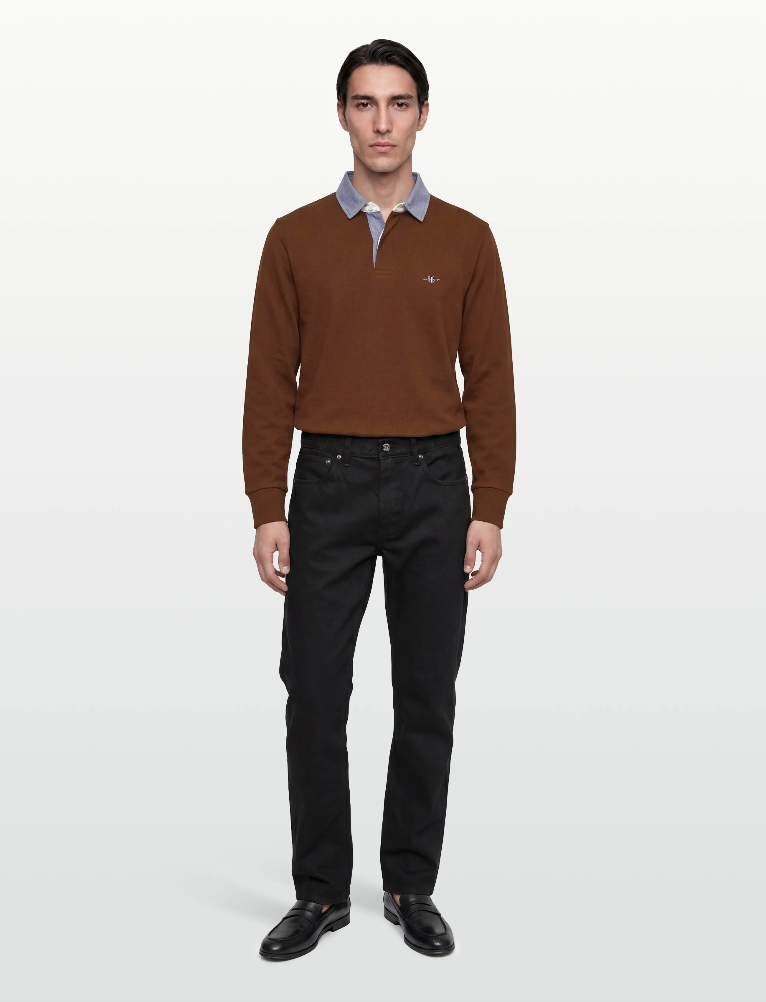 Gant Classic Heavy Rugger, S, Polos, Braun - Long-sleeved, Männerswear