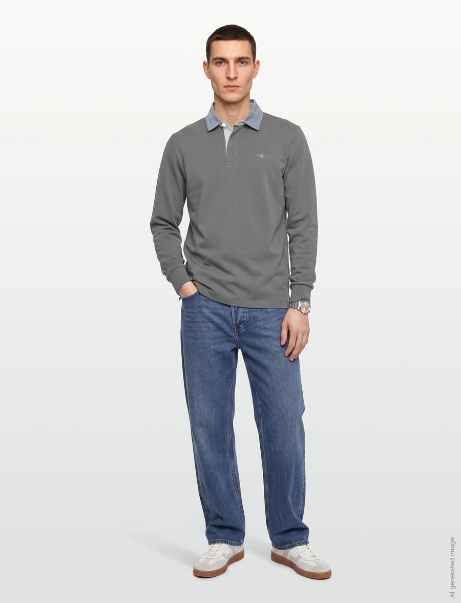 Gant - Classic Heavy Rugger - long-sleeved polos - mid grey - 0