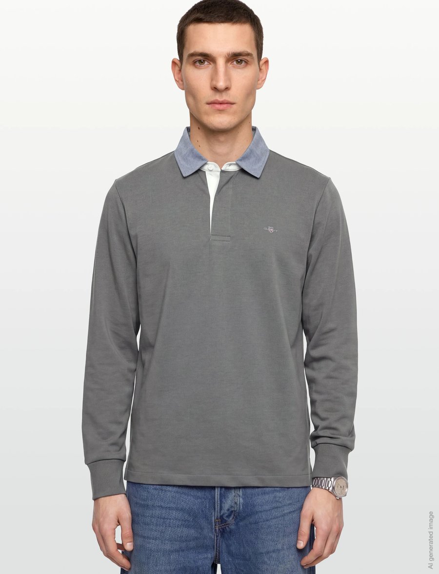 Gant - Classic Heavy Rugger - long-sleeved polos - mid grey - 3