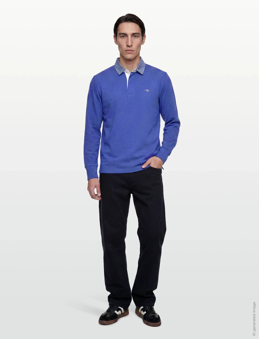 Gant - Classic Heavy Rugger - pikkade varrukatega polod - royal blue - 0