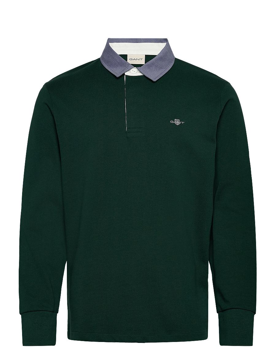 Gant - Classic Heavy Rugger - langerma pólóbolir - tartan green - 0
