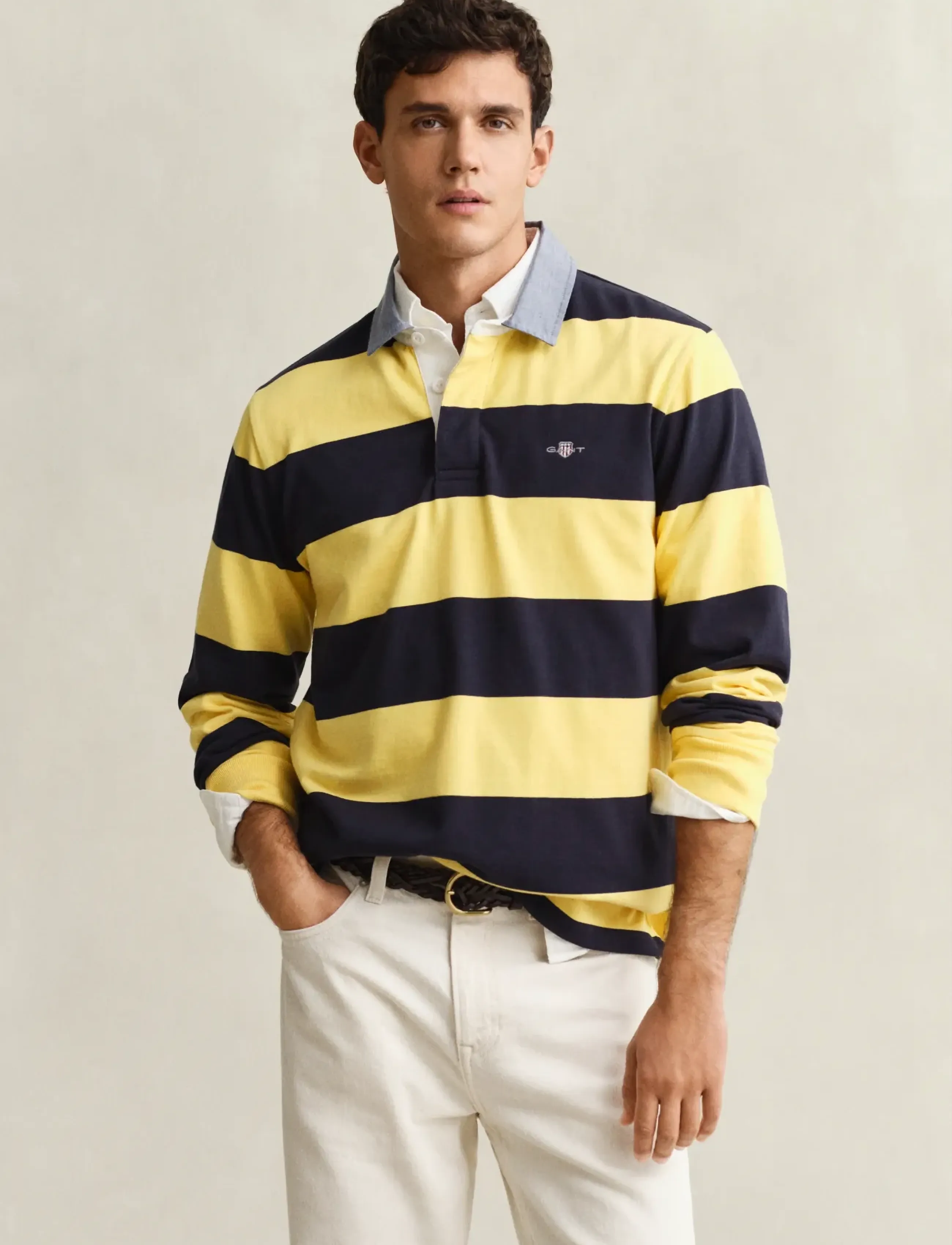 GANT REG CHAMBRAY STRIPE HEAVY RUGGER - GANT - BANANA YELLOW / yellow