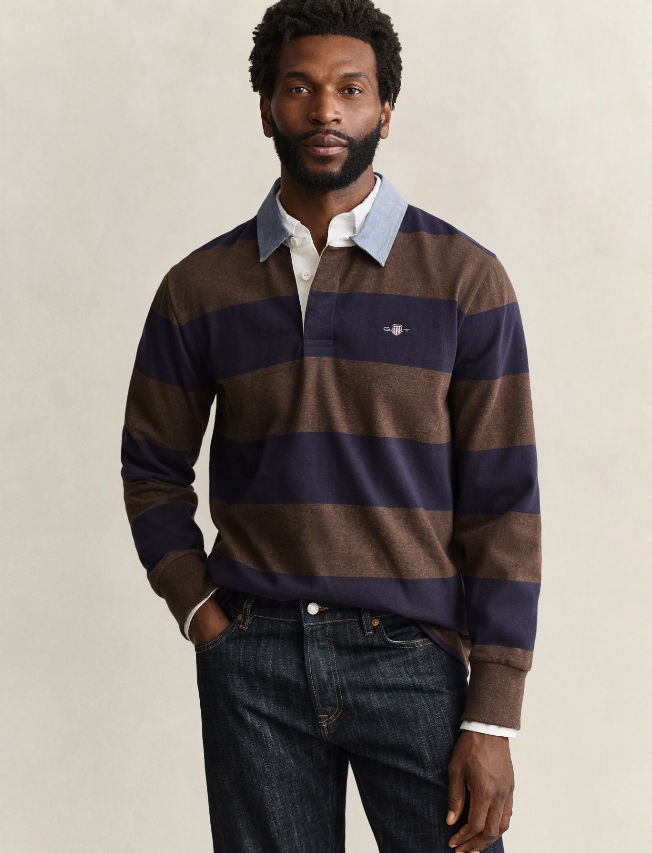 Gant Classic Heavy Rugger - Gant - BLACK BROWN MELANGE / brown