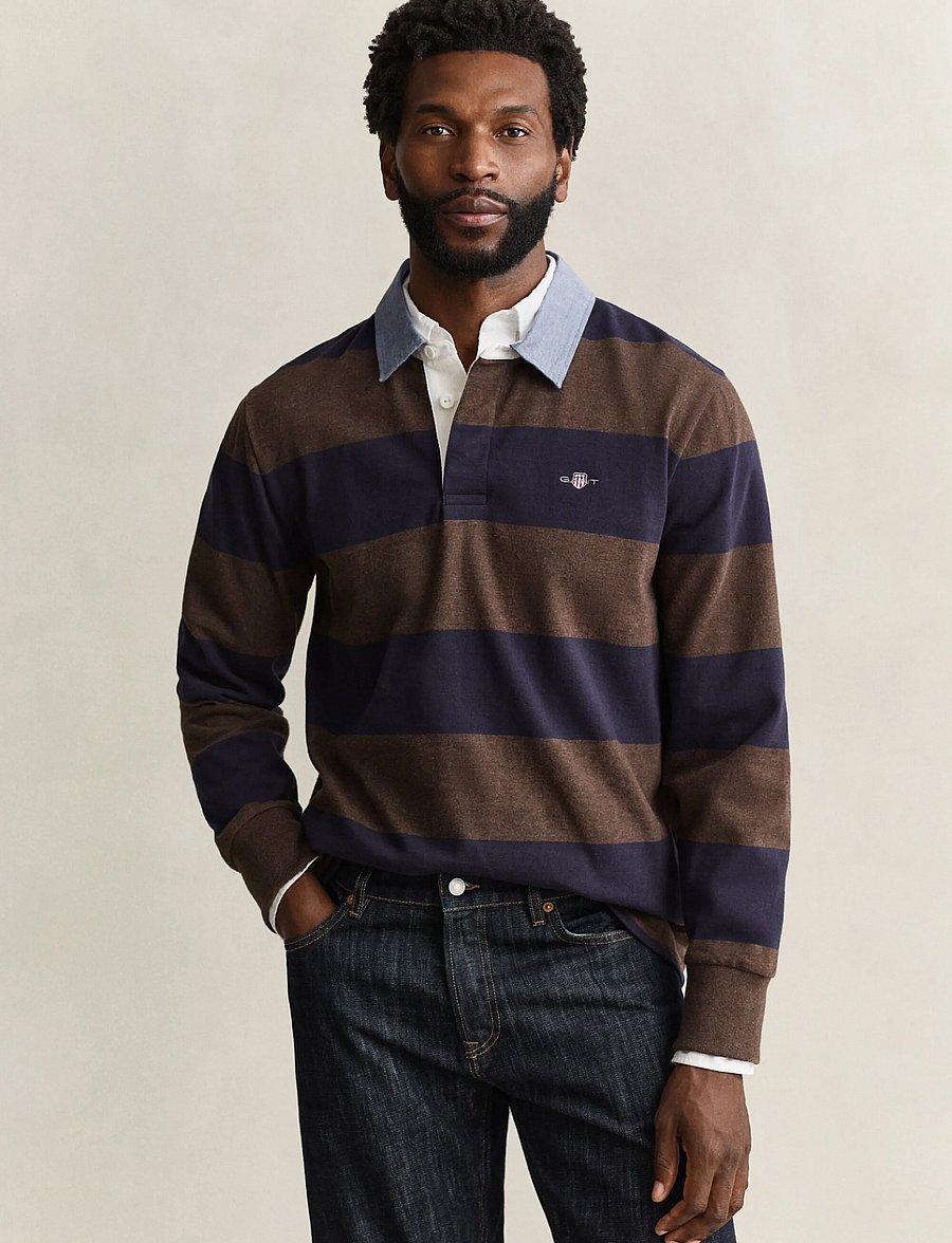 Gant - Classic Heavy Rugger - pikkade varrukatega polod - black brown melange - 0