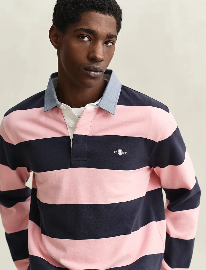 GANT - REG CHAMBRAY STRIPE HEAVY RUGGER - pikkade varrukatega polod - bubbelgum pink - 3