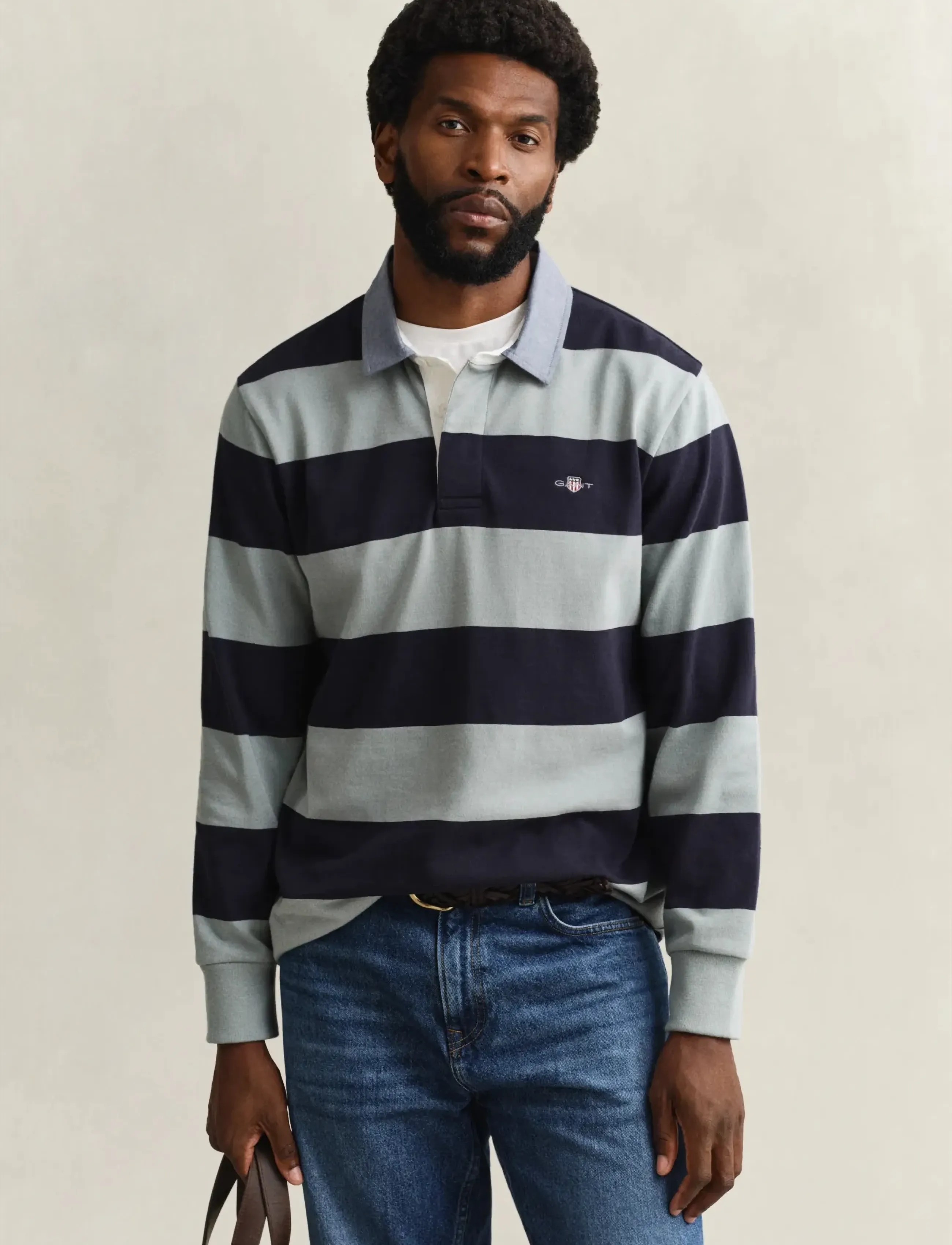 GANT REG CHAMBRAY STRIPE HEAVY RUGGER - Neuheiten - CERAMIC GREY / blue