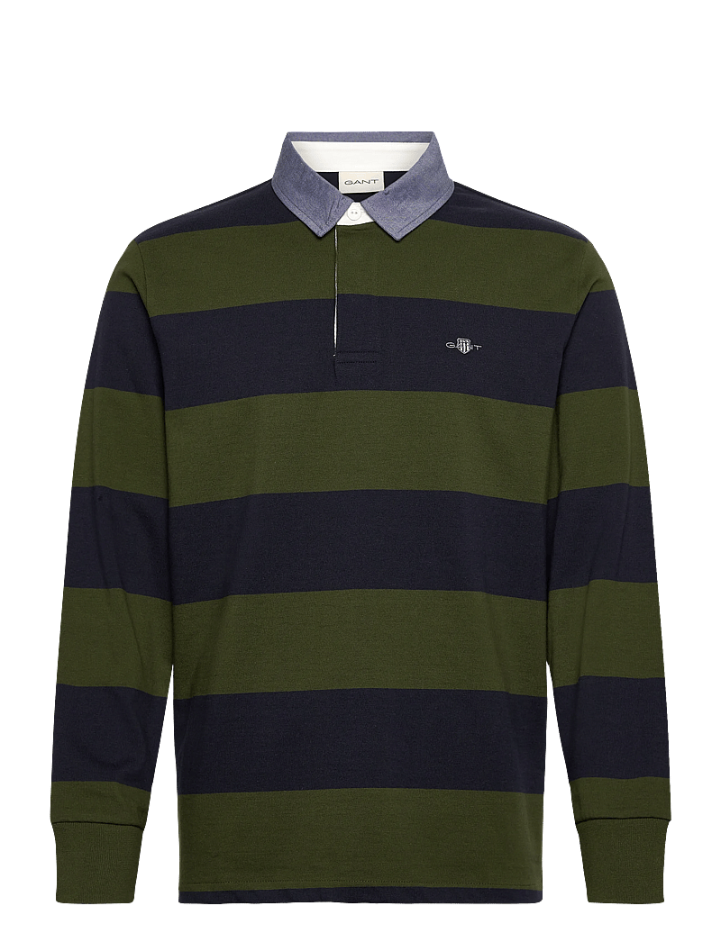 GANT - REG CHAMBRAY STRIPE HEAVY RUGGER - pikkade varrukatega polod - country green - 0