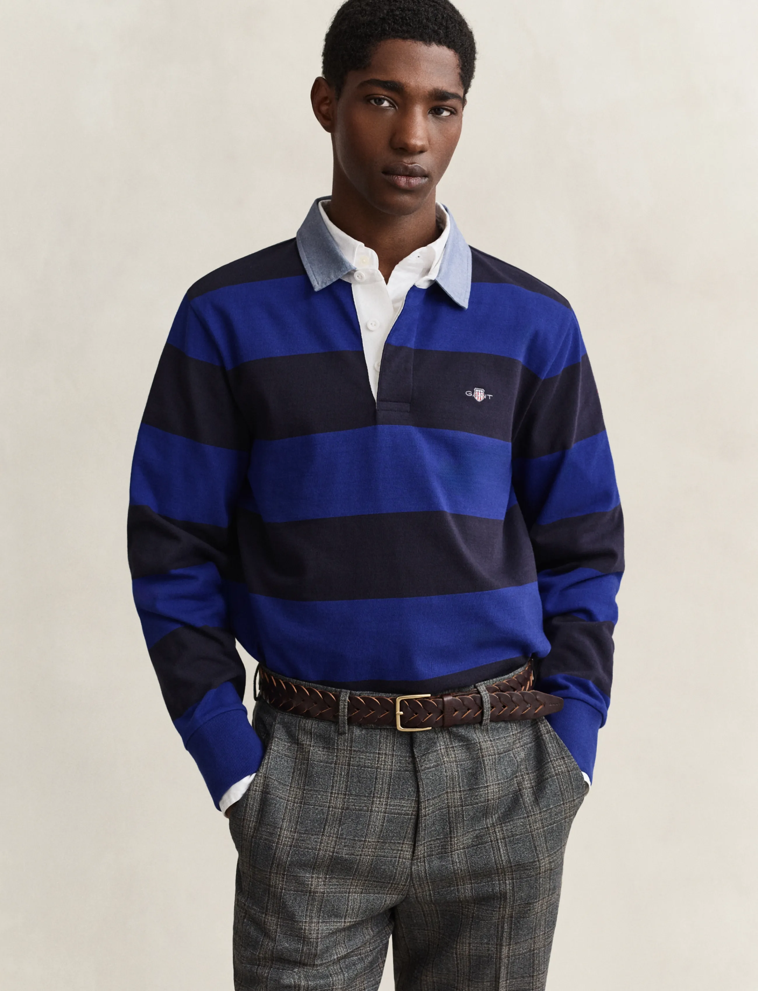 Gant Classic Heavy Rugger, S, Polos, Blau - Long-sleeved, Männerswear
