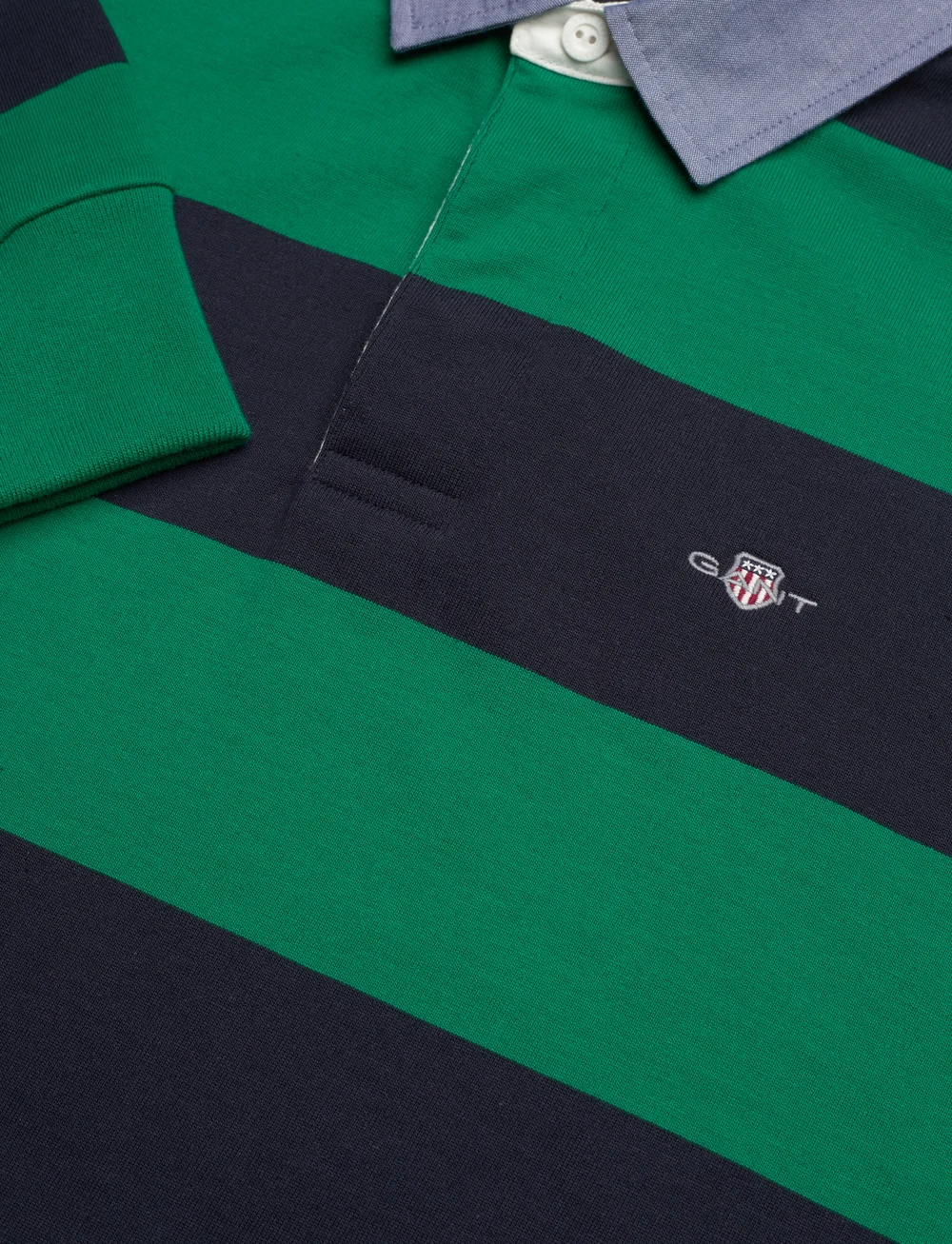 GANT - REG CHAMBRAY STRIPE HEAVY RUGGER - pikkade varrukatega polod - deep green - 2
