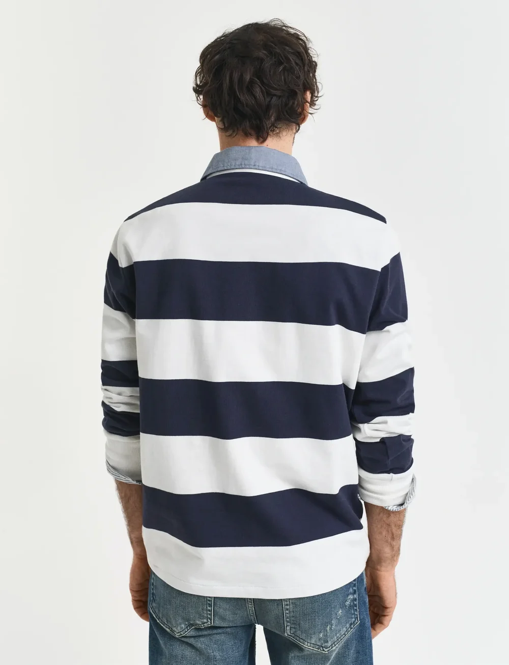 GANT - REG CHAMBRAY STRIPE HEAVY RUGGER - pikkade varrukatega polod - eggshell - 3