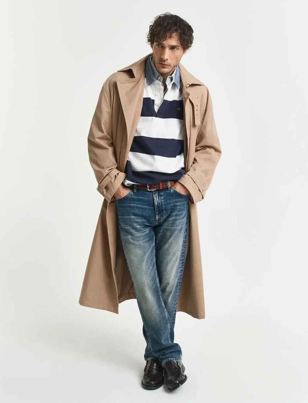 GANT - REG CHAMBRAY STRIPE HEAVY RUGGER - pikkade varrukatega polod - eggshell - 5