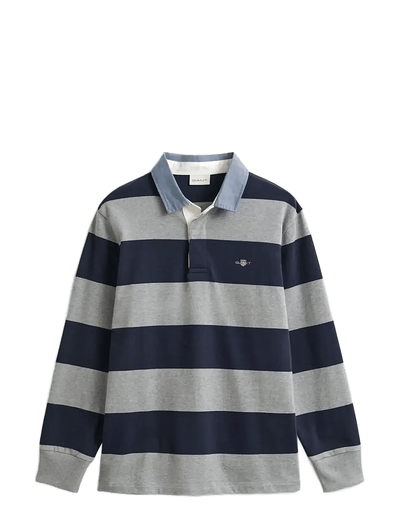 GANT - REG CHAMBRAY STRIPE HEAVY RUGGER - langerma polo - grey melange - 1