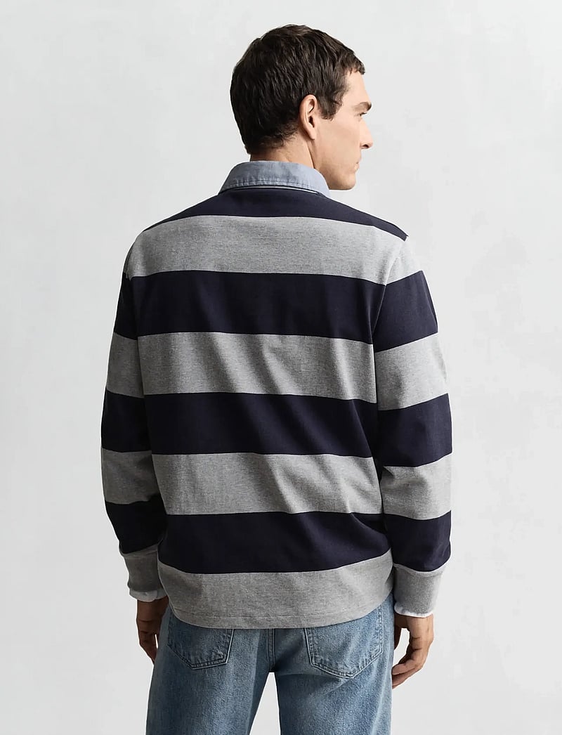 GANT - REG CHAMBRAY STRIPE HEAVY RUGGER - langerma polo - grey melange - 3