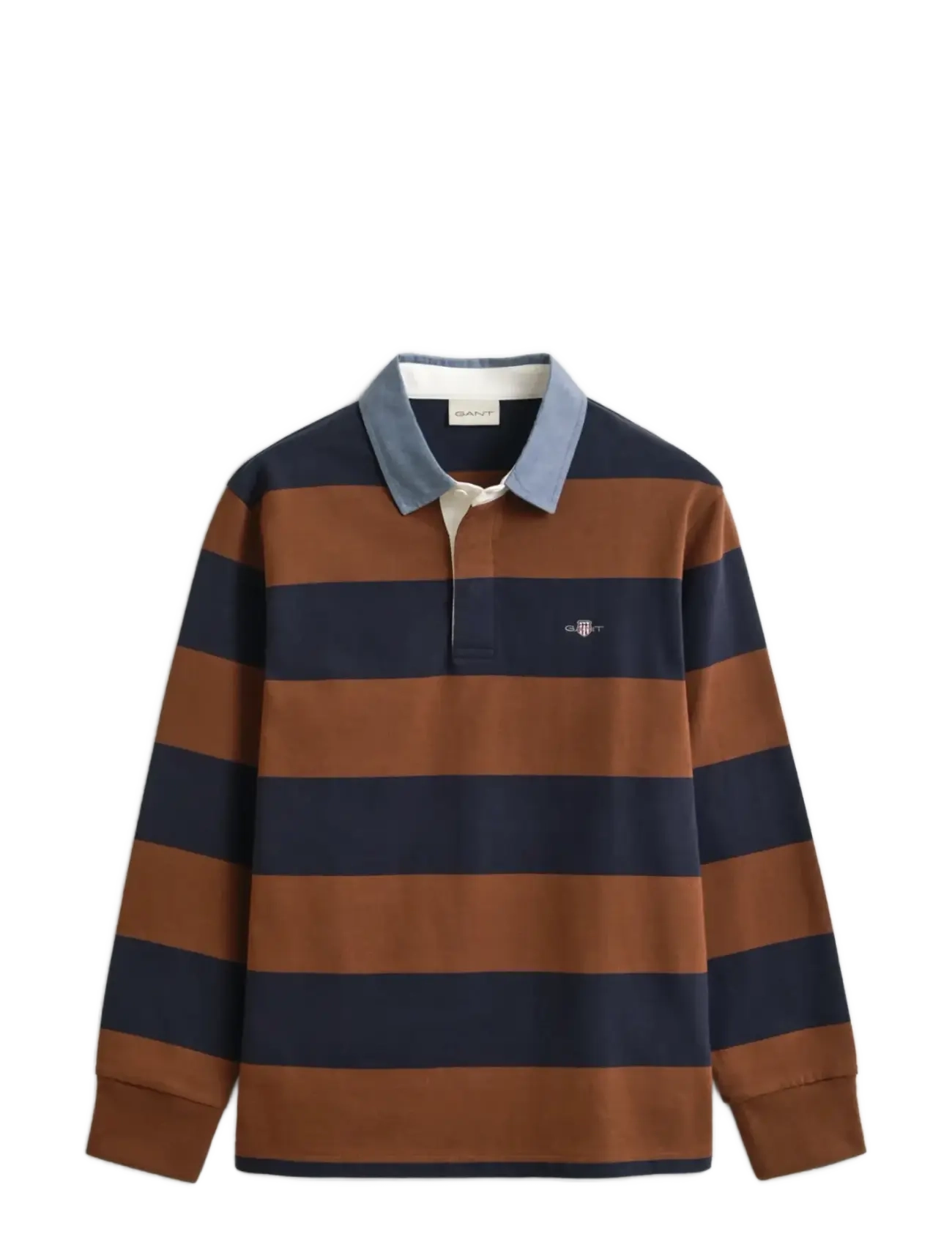 REG CHAMBRAY STRIPE HEAVY RUGGER - MAHOGANY BROWN