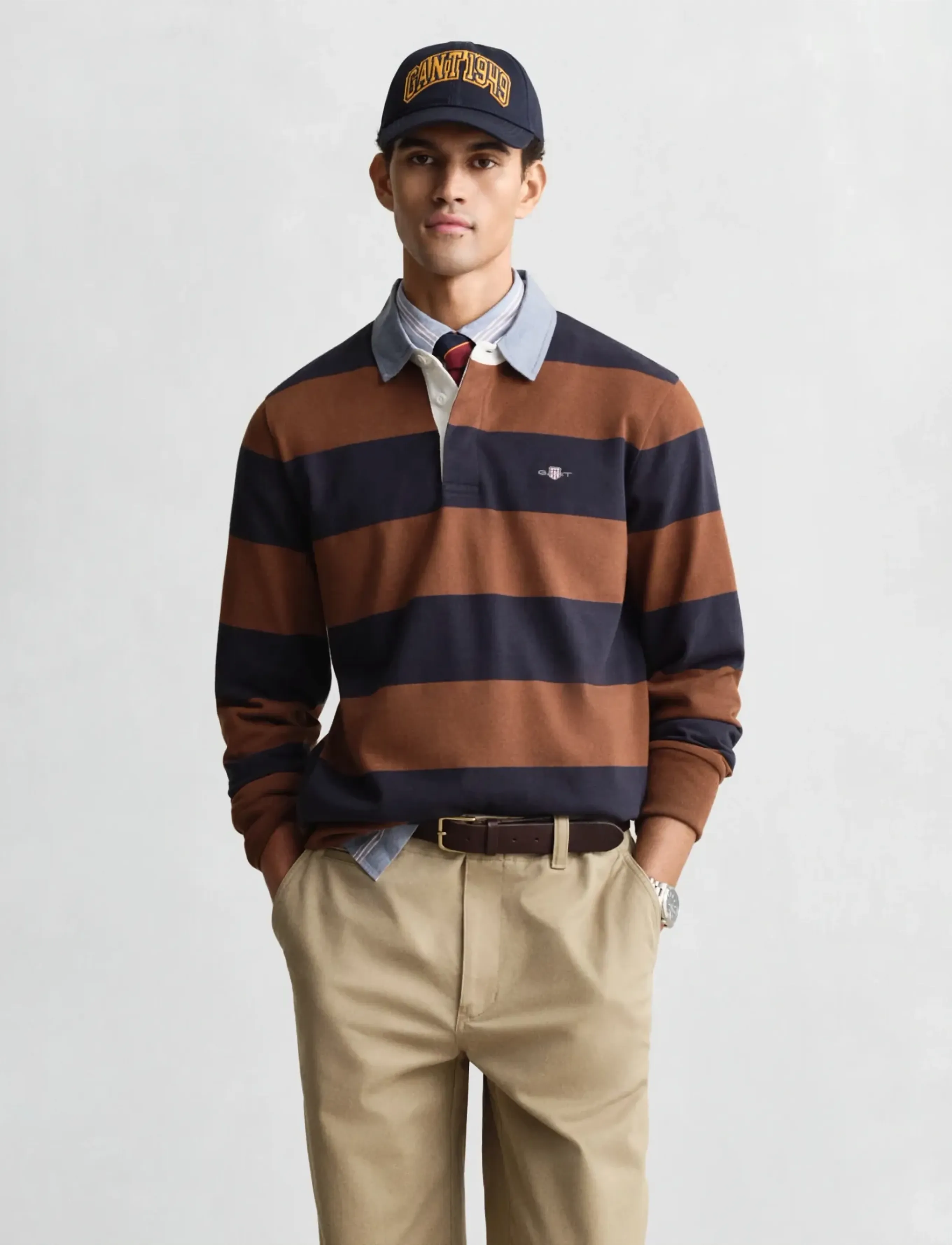 GANT REG CHAMBRAY STRIPE HEAVY RUGGER - New arrivals - MAHOGANY BROWN / brown