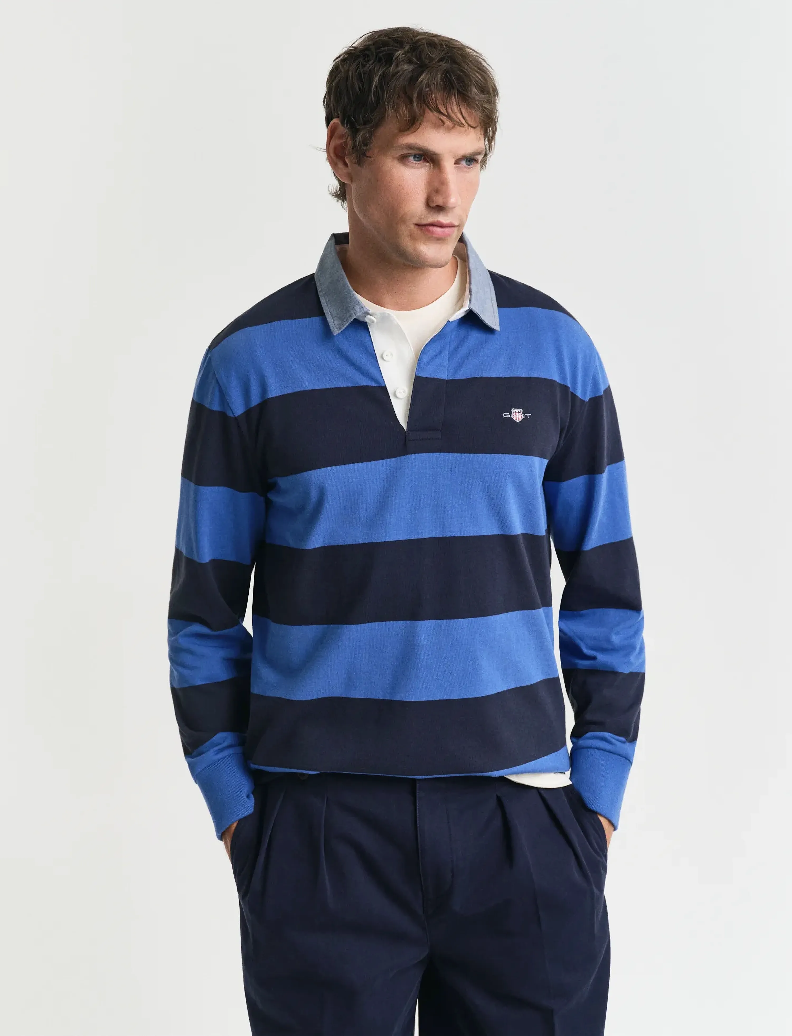 Gant Classic Heavy Rugger, S, Polos, Marineblau - Long-sleeved, Männerswear
