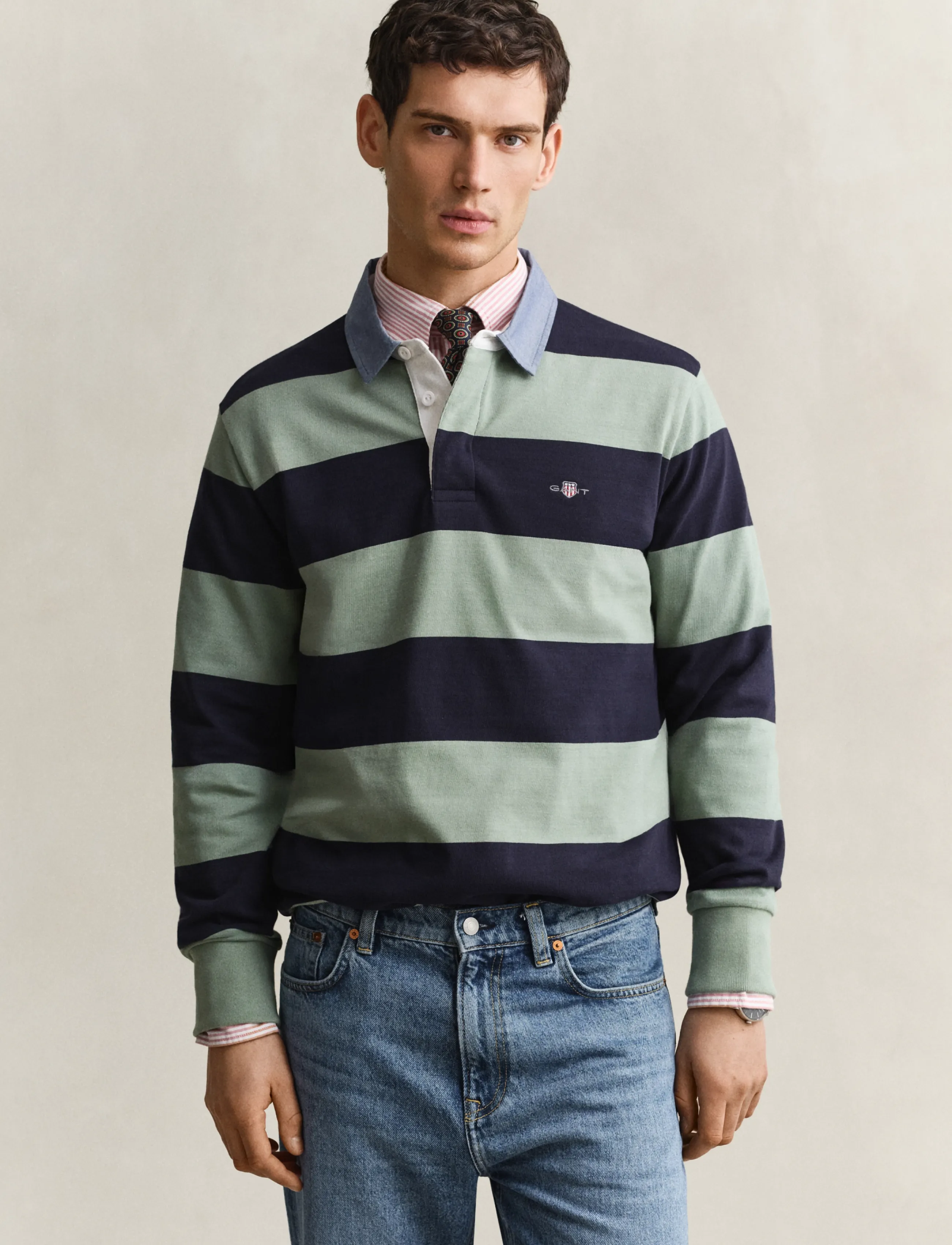 Gant Classic Heavy Rugger, S, Polos, Grün - Long-sleeved, Männerswear