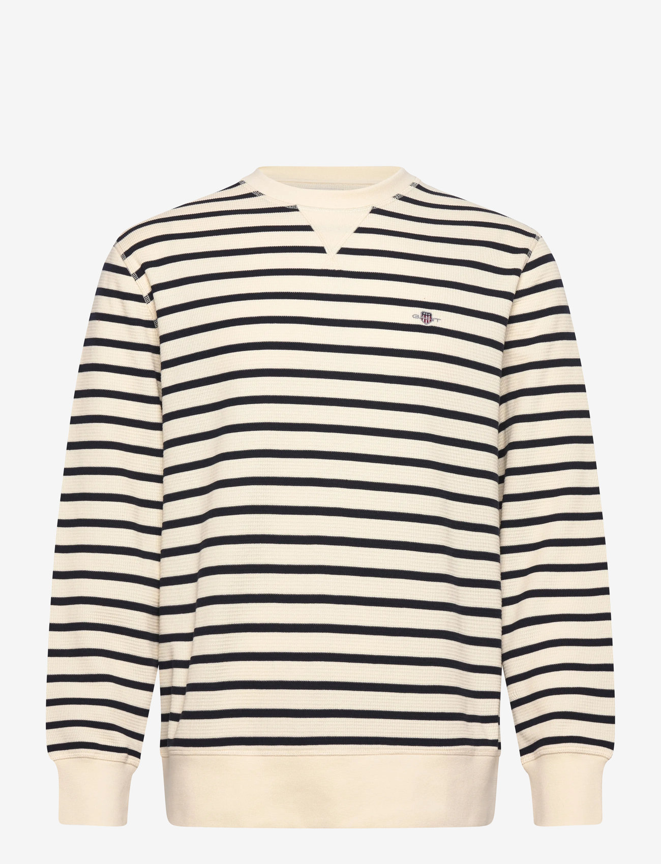 Gant - STRIPED WAFFLE SWEAT C-NECK - truien - cream - 0