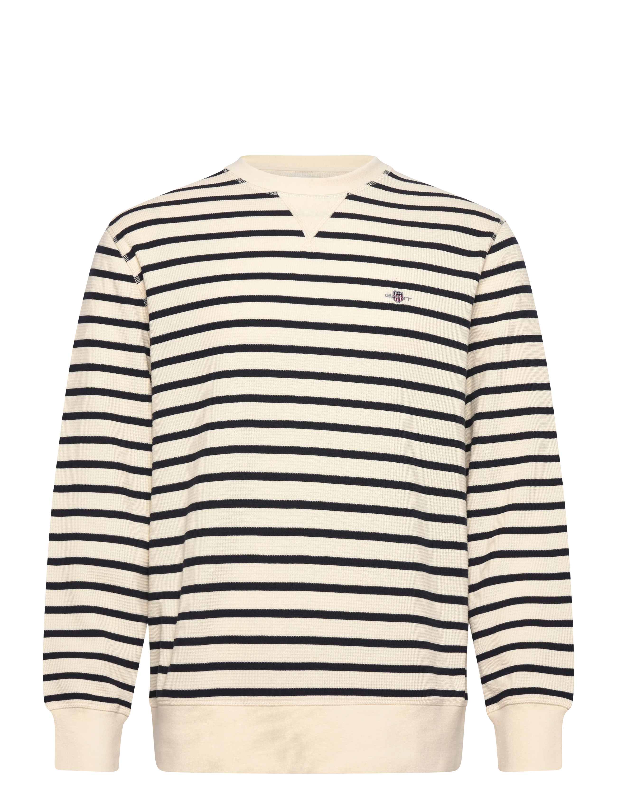 Gant STRIPED WAFFLE SWEAT C-NECK - Gant - CREAM / cream