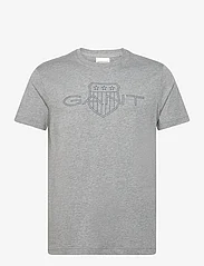 GANT - LOGO SS T-SHIRT - kortärmade t-shirts - grey melange - 0