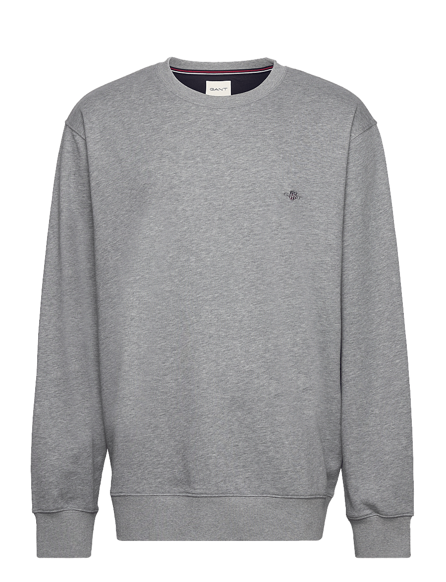Gant - REG SHIELD C-NECK SWEAT - sweatshirts - grey melange - 1
