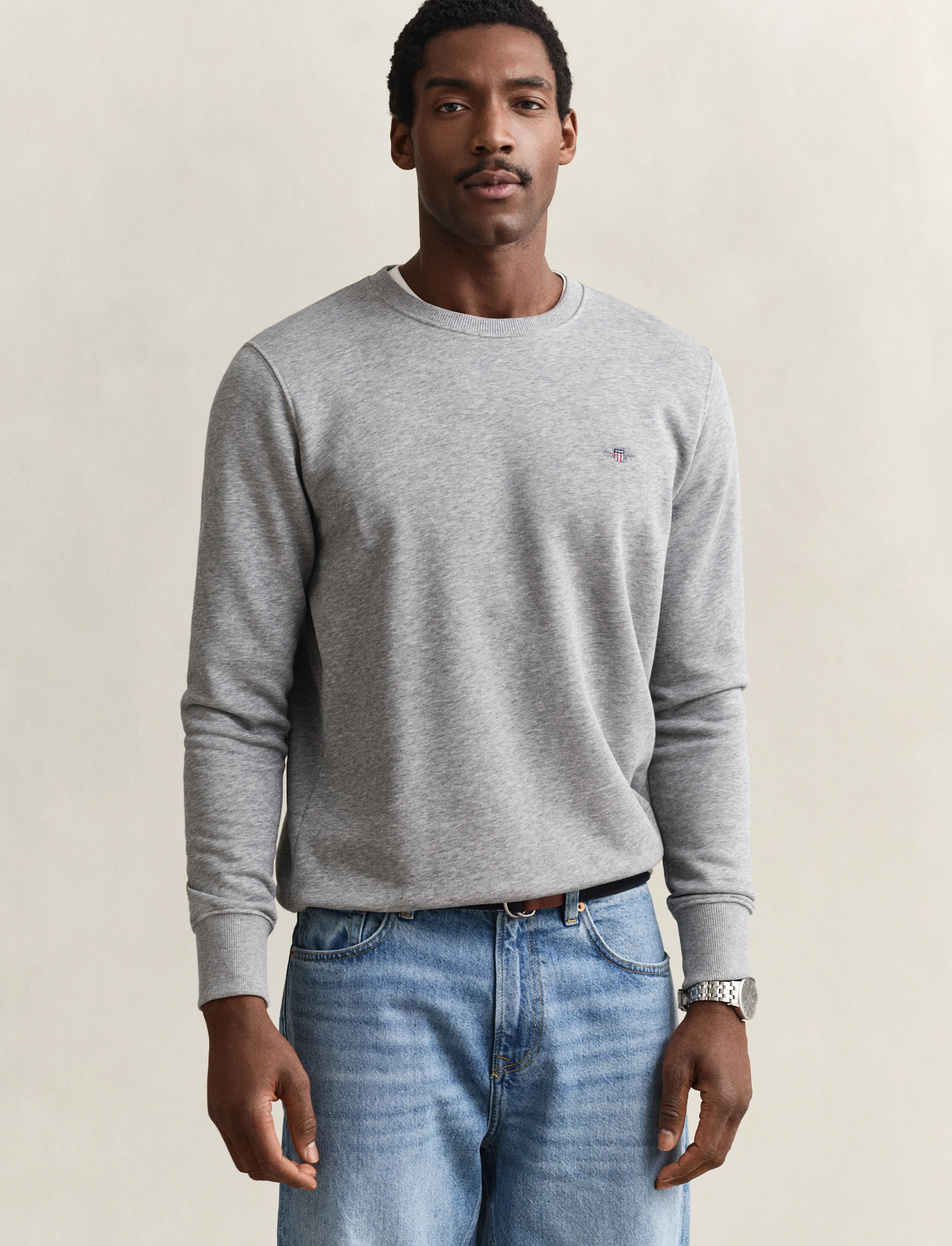 Gant Reg Shield C-Neck Sweat, 3XL, Sweatshirts & Hoodies, Grau - Sweatshirts, Männerswear