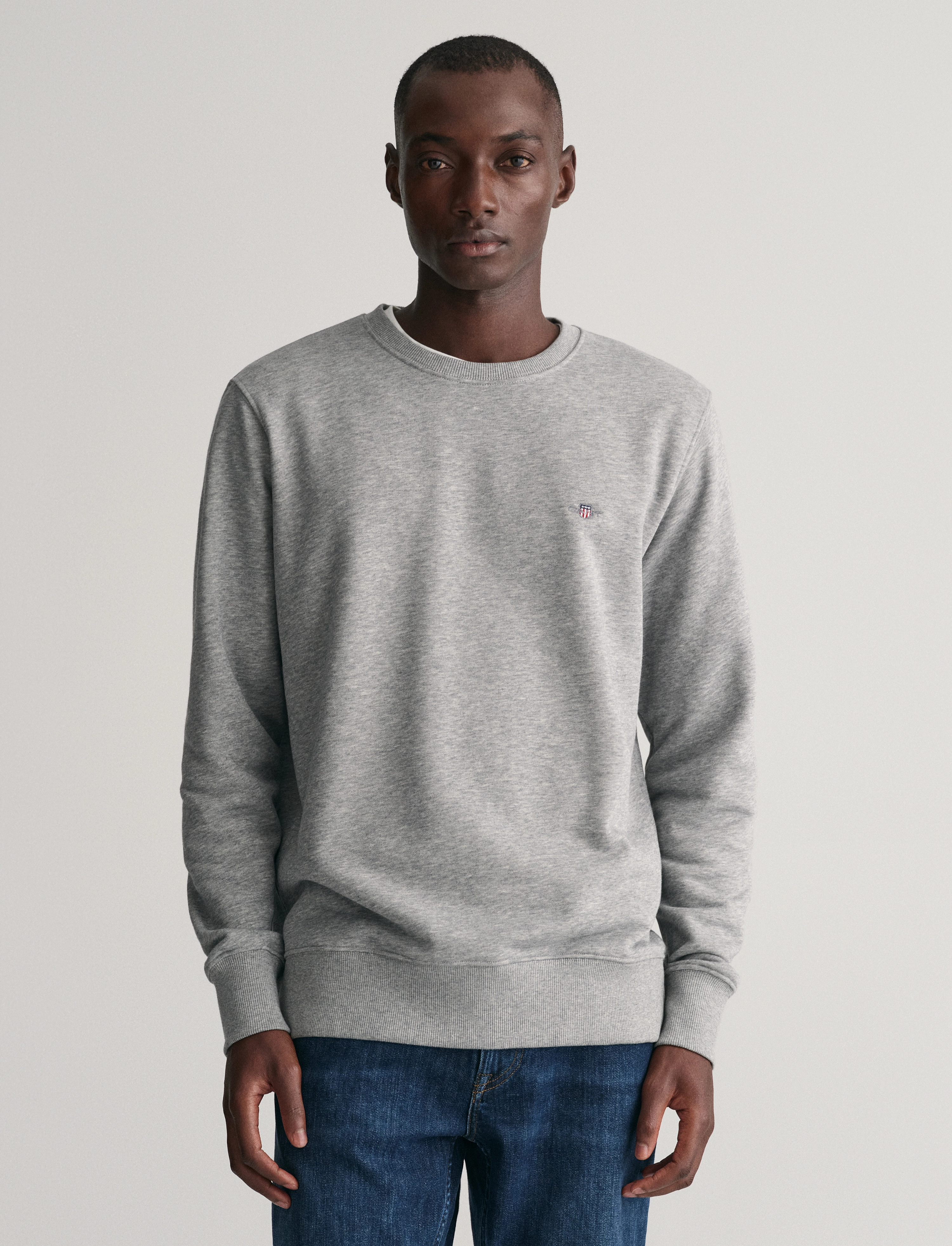 Gant REG SHIELD C-NECK SWEAT - Gant - GREY MELANGE / grey