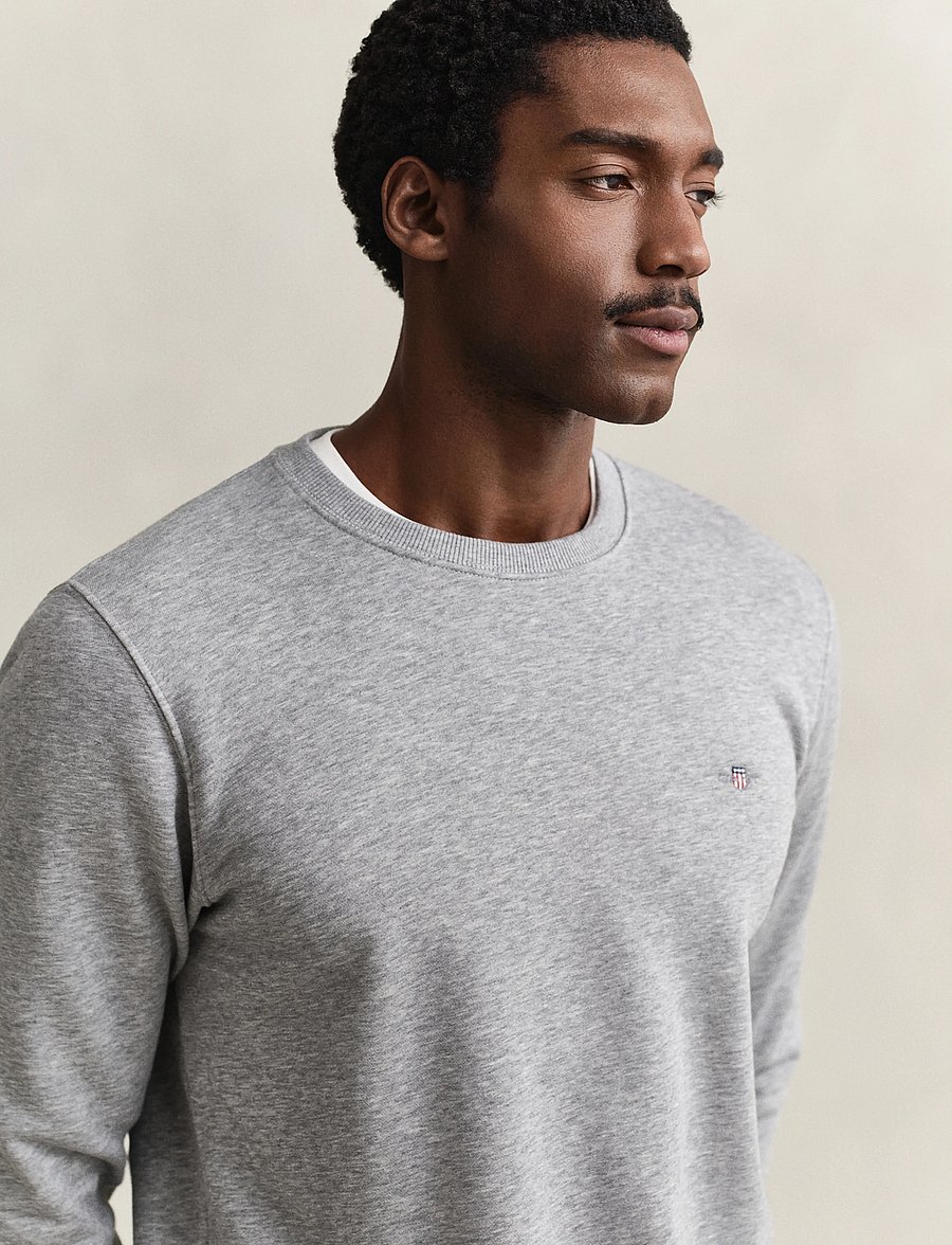 Gant - REG SHIELD C-NECK SWEAT - sweatshirts - grey melange - 4
