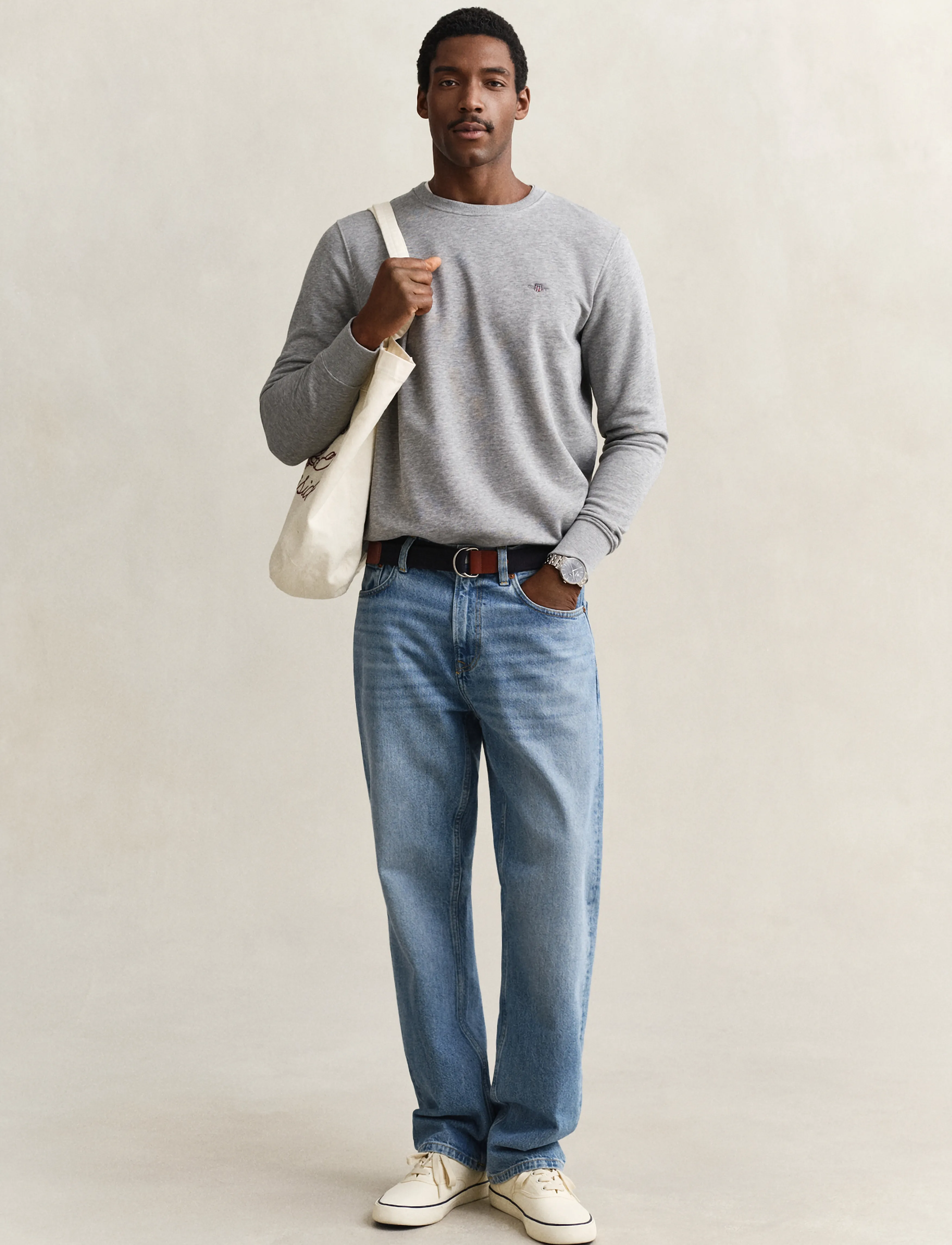 Gant - REG SHIELD C-NECK SWEAT - dressipluusid - grey melange - 5