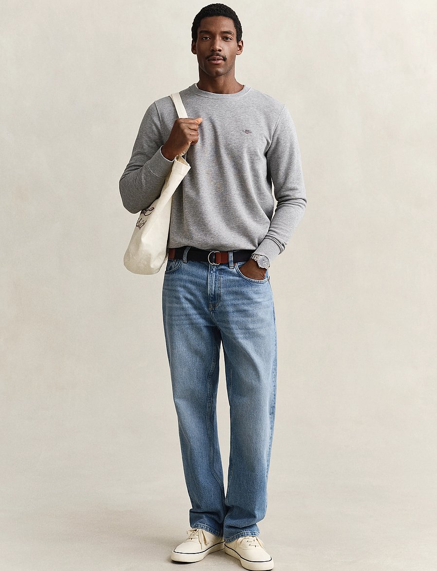 Gant - REG SHIELD C-NECK SWEAT - sweatshirts - grey melange - 5
