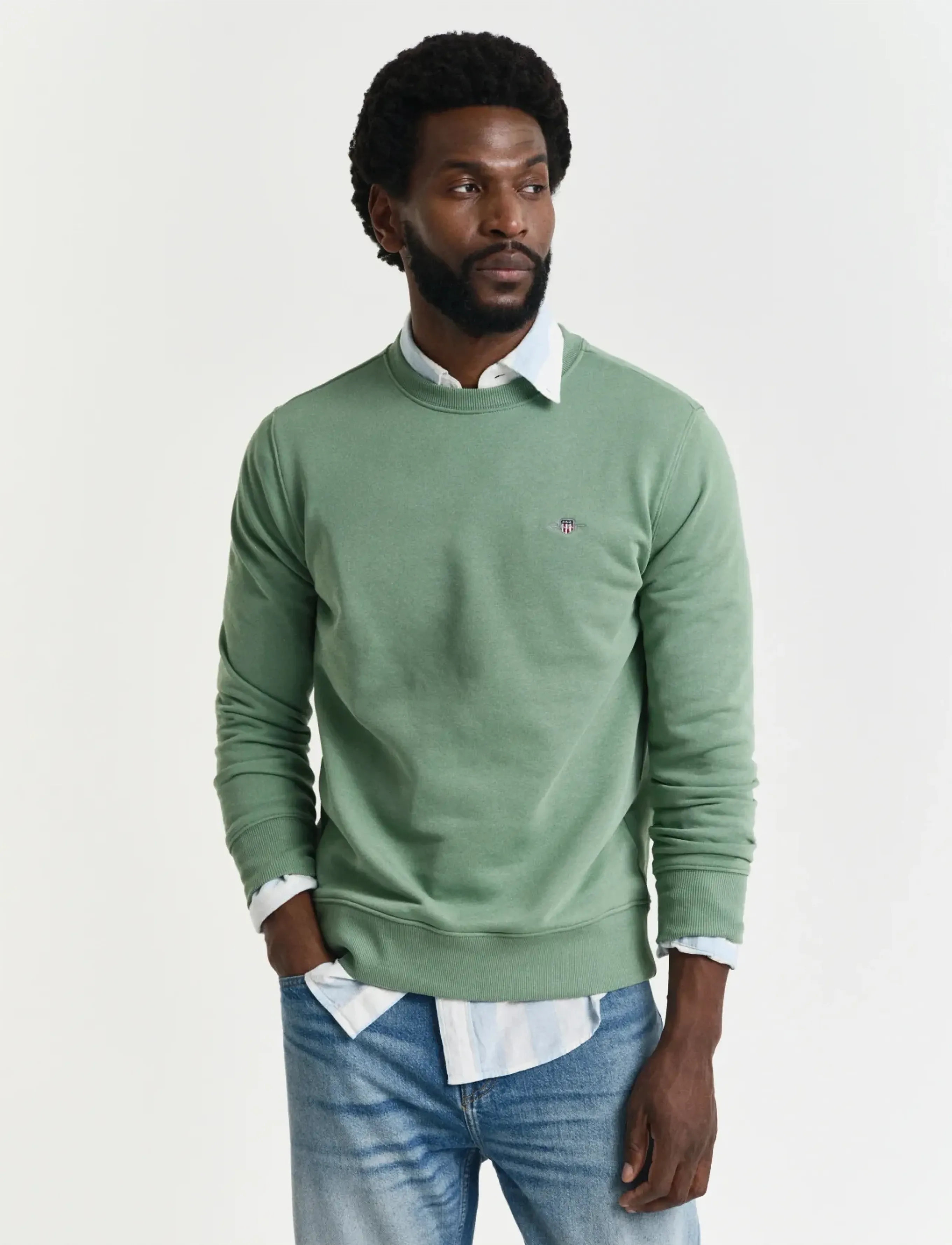 GANT REG SHIELD C-NECK SWEAT - Sweatshirts - KALAMATA GREEN / green