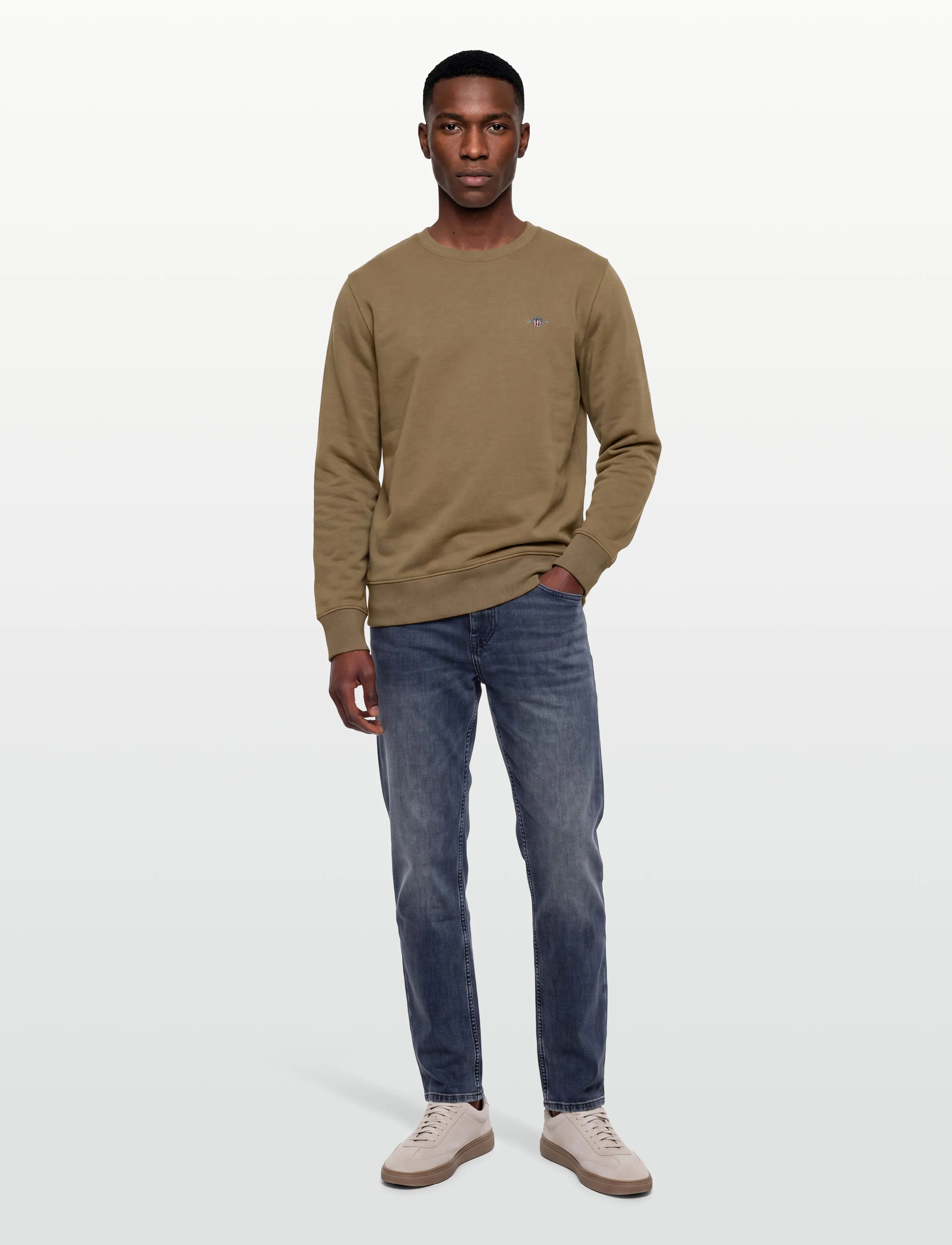 Gant REG SHIELD C-NECK SWEAT - Truien en hoodies - LIGHT TAUPE / beige