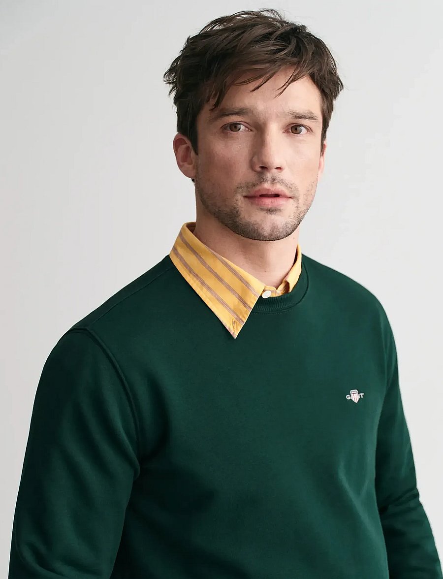 Gant - REG SHIELD C-NECK SWEAT - dressipluusid - tartan green - 4