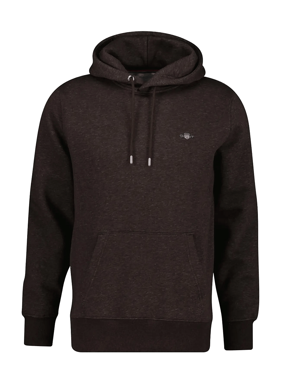 Gant - REG SHIELD HOODIE - hættetrøjer - black brown melange - 0